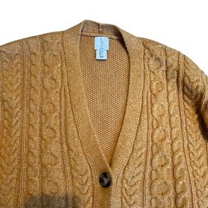 Joie Mustard Yellow Cableknit Cardigan Sweater‎ Size Smalll